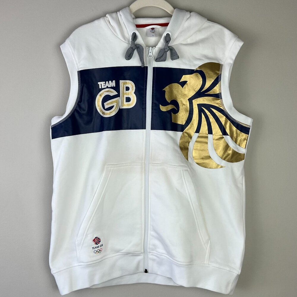 Vintage Team GB Sleeveless Hoodie UK Size L, 2012 London Olympics RARE NWT